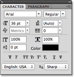 Photoshop Type The Character Panel