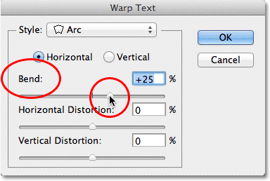 Lowering the Bend value of the Arc style to 25%. 