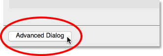 Clicking the Advanced Dialog button in the Photo Downloader.