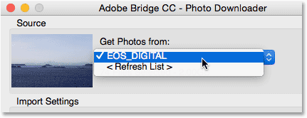 set adobe bridge photo downloader as default