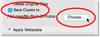 The Save Copies to option in the Photo Downloader.