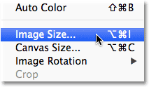 Selecting the Image Size command in Photoshop. Image © 2022 Photoshop Essentials.com