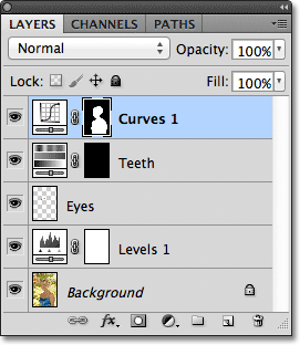 The Layers panel in Photoshop. Image © 2012 Photoshop Essentials.com