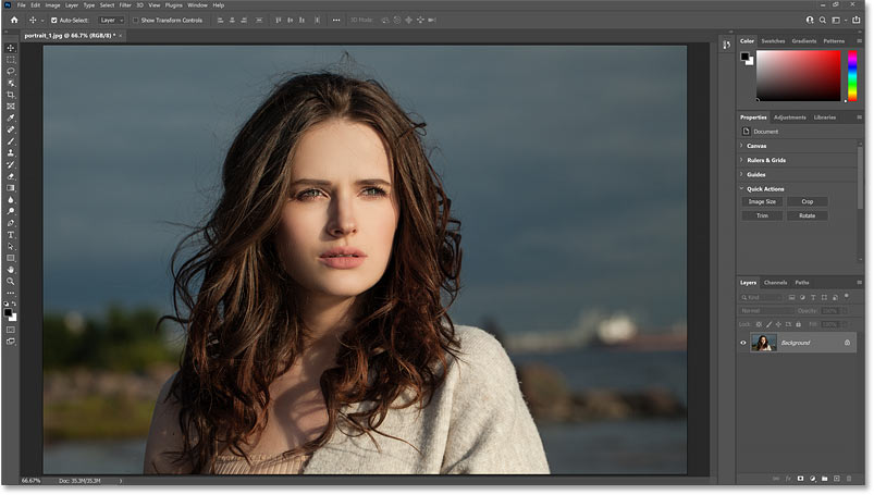 The original image that will be color graded in Photoshop