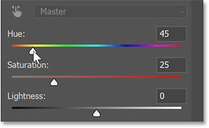 Choosing a yellow hue for the object.