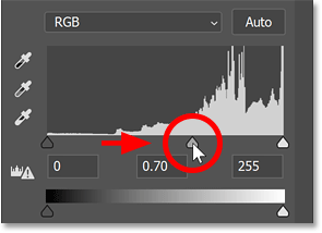 Drag the midtones slider to adjust the overall brightness of the color.