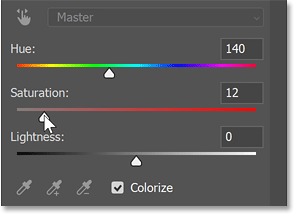 Adjusting the hue and saturation after setting the brightness.