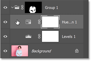 Selecting the Hue/Saturation adjustment layer.