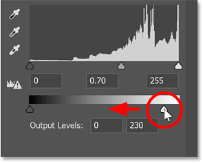 The white output slider limits the brightness of the color.