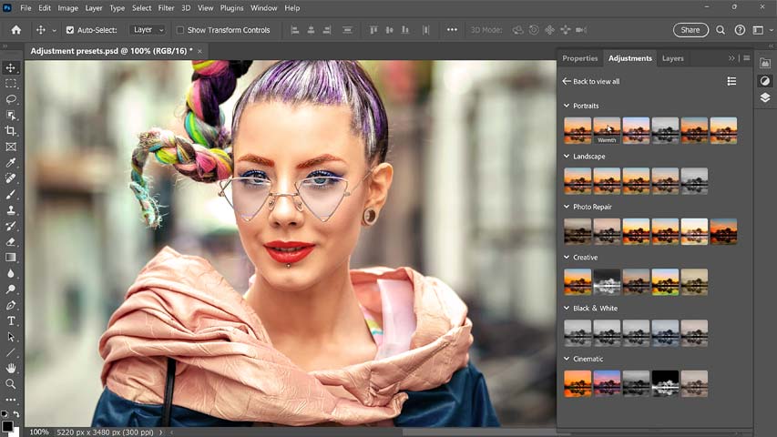 How to use Adjustments Presets in Photoshop tutorial