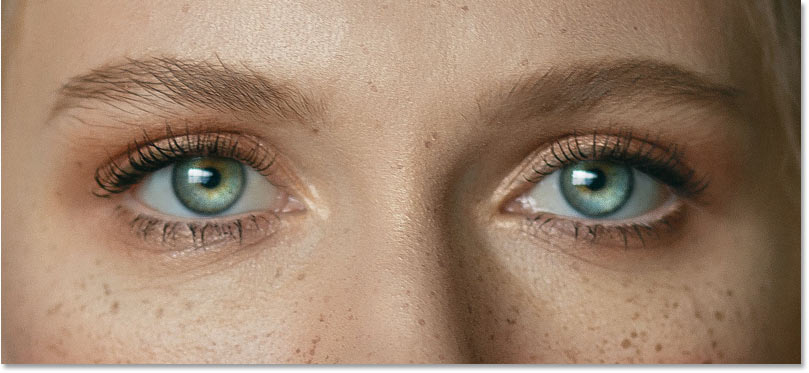 The subject's eyes after brightening them in Photoshop.