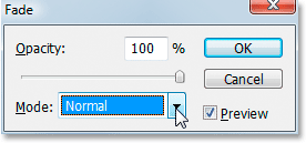 Photoshop's Fade Command Dialog Box. Image © 2008 Photoshop Essentials.com