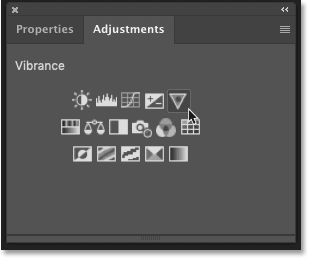 The adjustment layer icons in Photoshop's Adjustments panel