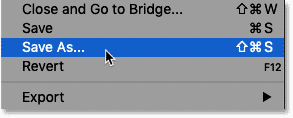 Choosing the Save As command in Photoshop