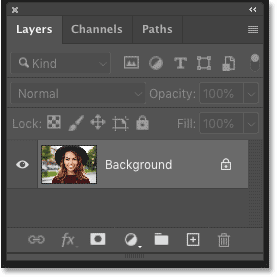 Photoshop's Layers panel showing the image on the Background layer