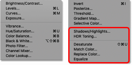 The six image adjustments in Photoshop not available as adjustment layers