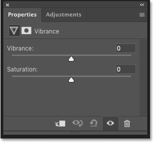 Photoshop's Properties panel showing the adjustment layer options