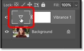 Reselecting the adjustment layer in Photoshop's Layers panel