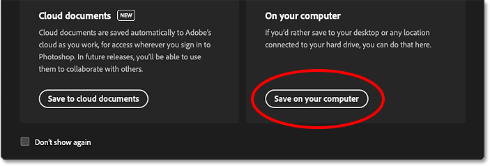 Choosing to save the Photoshop document to my computer