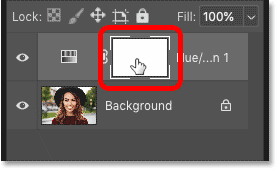 Selecting the adjustment layer's mask in Photoshop's Layers panel