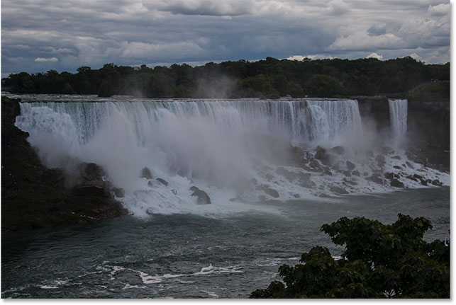 A photo of Niaga Falls suffering from underexposure. Image © 2017 Steve Patterson, Photoshop Essentials.com