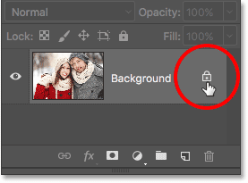 Clicking the Background layer's lock icon. 