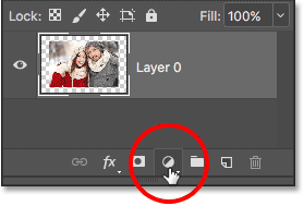 النقر فوق أيقونة New Fill أو Adjustment Layer. 