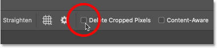 Turning off the Delete Cropped Pixels option for the Crop Tool in Photoshop
