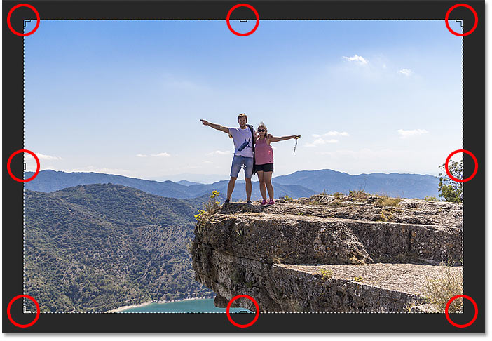 The handles around the crop border in Photoshop