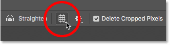 Clicking the Overlay icon in the Crop Tool options in Photoshop