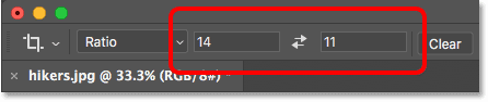 Entering a custom aspect ratio for the Crop Tool in Photoshop