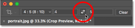 Swapping the crop aspect ratio from Landscape to Portrait