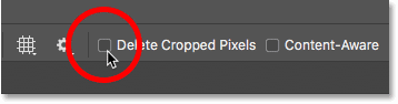 إيقاف تشغيل خيار Delete Cropped Pixels لأداة Crop Tool في Photoshop