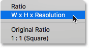 اختيار W x H x Resolution لأداة Crop في Photoshop