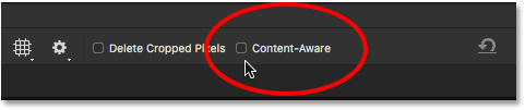 The Crop Tool's Content-Aware option in the Options Bar in Photoshop CC