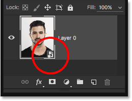 The layer preview thumbnail showing the Smart Object icon. 