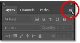 Opening the Layers panel menu in Photoshop