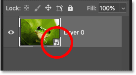 Photoshop's Layers panel showing the smart object icon