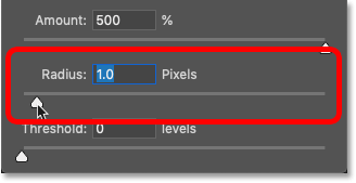 The Radius slider in Photoshop's Unsharp Mask filter