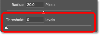 The default Threshold value in Photoshop's Unsharp Mask filter