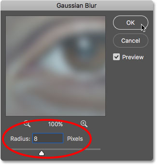 Hộp thoại Gaussian Blur