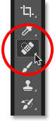 Selecting the Spot Healing Brush from the Toolbar in Photoshop