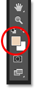 The Foreground color swatch in the Tools palette in Photoshop. 