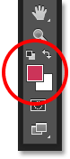 The Foreground color swatch in the Tools palette displays the sampled color. Image © 2016 Photoshop Essentials.com