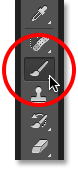 Selecting the Brush Tool from the Tools panel in Photoshop. Image © 2016 Photoshop Essentials.com