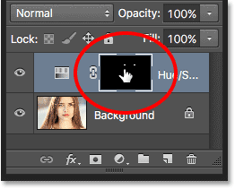 Making sure the layer mask thumbnail is selected. Image © 2016 Photoshop Essentials.com