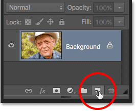 النقر فوق أيقونة New Layer في لوحة Layers.  صورة © 2016 Photoshop Essentials.com