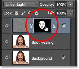 Holding Alt (Win) / Option (Mac) and clicking the layer mask thumbnail. Image © 2016 Steve Patterson, Photoshop Essentials.com