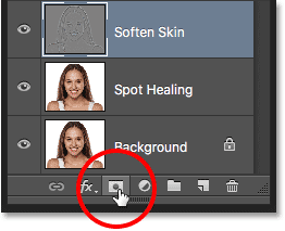 The Add Layer Mask icon in the Layers panel. Image © 2016 Steve Patterson, Photoshop Essentials.com