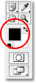 La muestra de color de primer plano en la paleta Herramientas de Photoshop. Image © 2008 Photoshop Essentials.com.